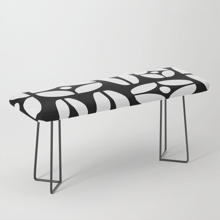 Mid Century Modern Geometric Abstract 824 Black and White Bench