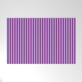 [ Thumbnail: Light Sea Green, Pale Goldenrod, Purple, and Fuchsia Colored Stripes Pattern Welcome Mat ]