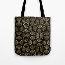 Black and Gold Art Deco Fan Pattern Tote Bag