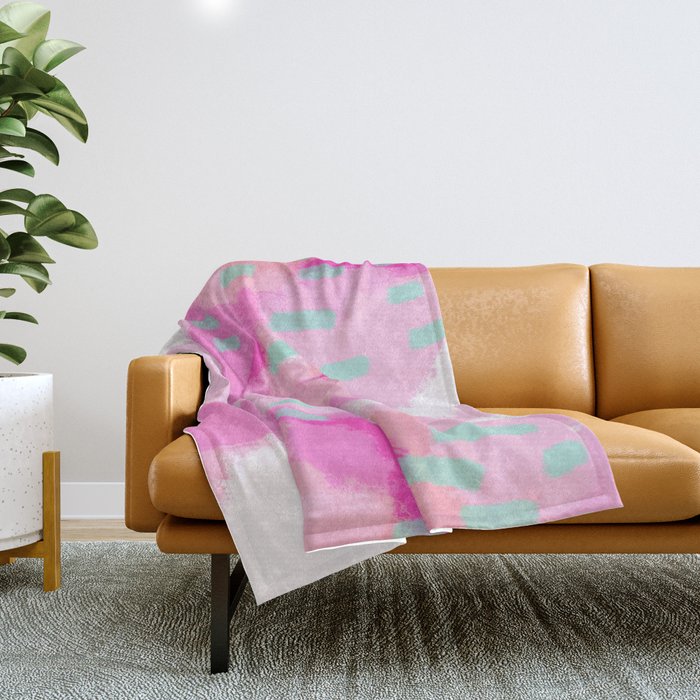 amelia - Pink Abstract Digital Painting Throw Blanket