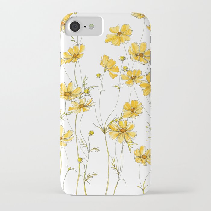 yellow cosmos flowers iphone case