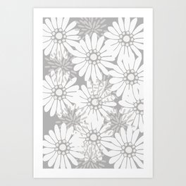 Summer Flowers Grey Art Print