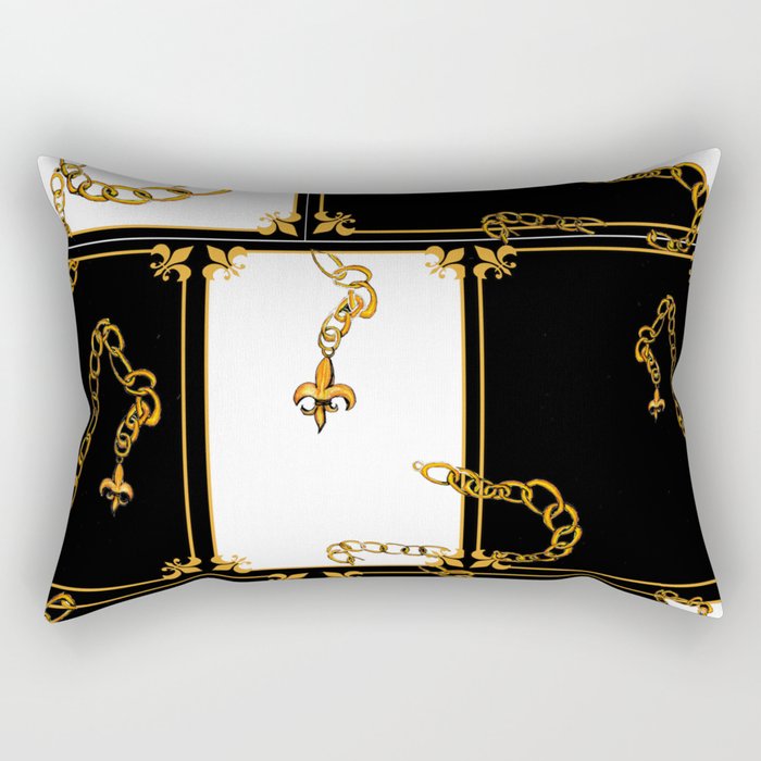 Unchained: Gold, Black + White Rectangular Pillow