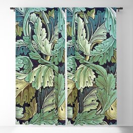 William Morris Herbaceous Acanthus green / blue Italian Laurel Acanthus Textile Floral Leaf Print  Blackout Curtain