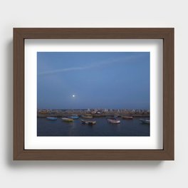 Sunrise at the sea shore - with small fishing boats Recessed Framed Print