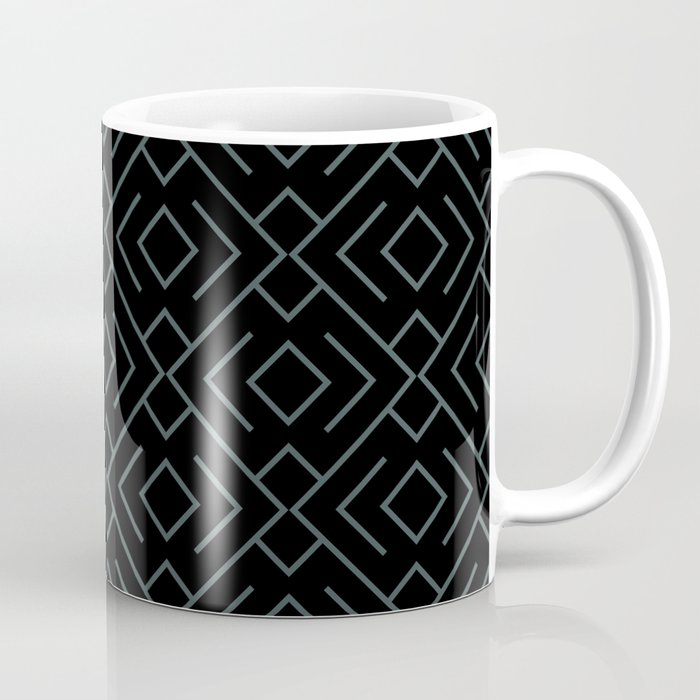 Black and Dark Green Blue Geometric Mosaic Pattern 4 Pairs DE 2022 Trending Color Loch Ness DE5748 Coffee Mug