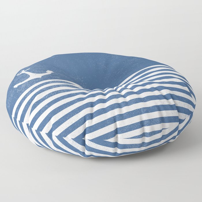 Anchor with stripes blue and white for the regatta Floor Pillow