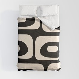 Mid Century Modern Piquet Abstract Pattern in Black and Almond Cream Comforter