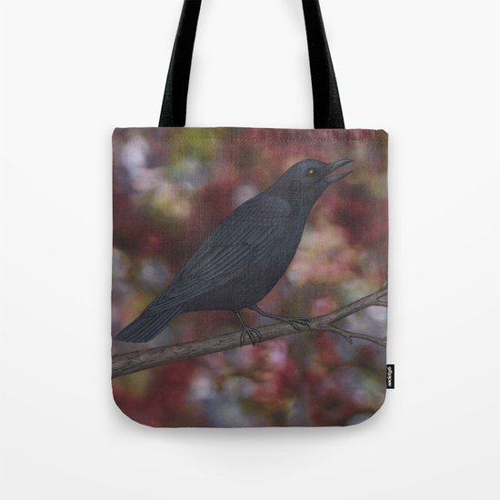 crow on a branch bokeh Tote Bag