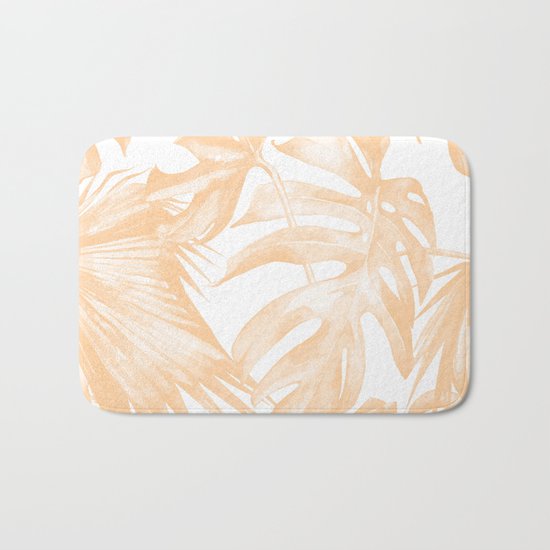 Island Vacation Hibiscus Palm Coral Bath Mat