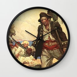“Long John Silver” Pirate Art by Louis Rhead Wall Clock