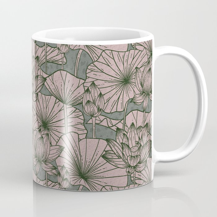 Pastel Pink Lotus Flower Pattern Coffee Mug