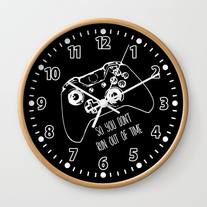 Society6 Video Game Black On White by Ts55 on Wall Clock White Black
