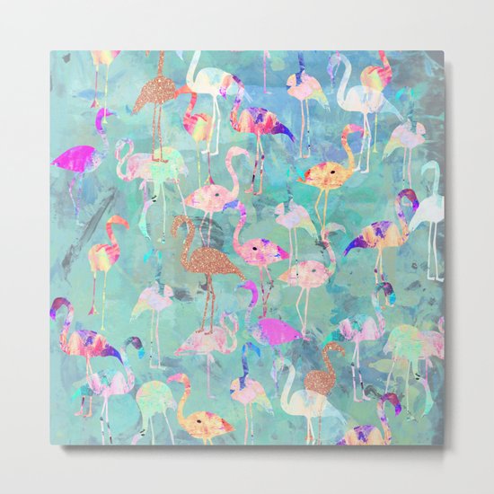 Flamingo Party Metal Print