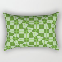 Warped Checkerboard Grid Illustration Vibrant Green Rectangular Pillow