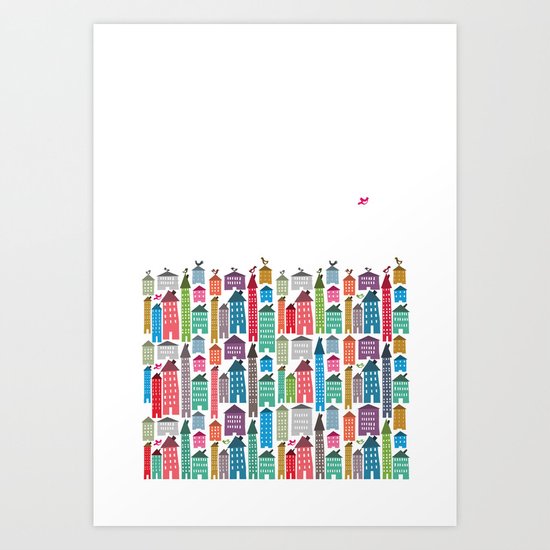 Houses and Birds Art Print