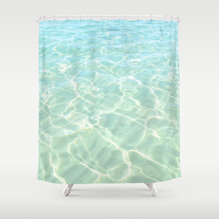 Minimal Coastal Shower Curtain, Plastic Ocean Shower Curtain