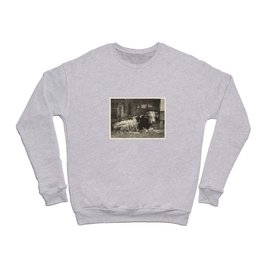 Normandy Bull Black & White Vintage Illustration Crewneck Sweatshirt