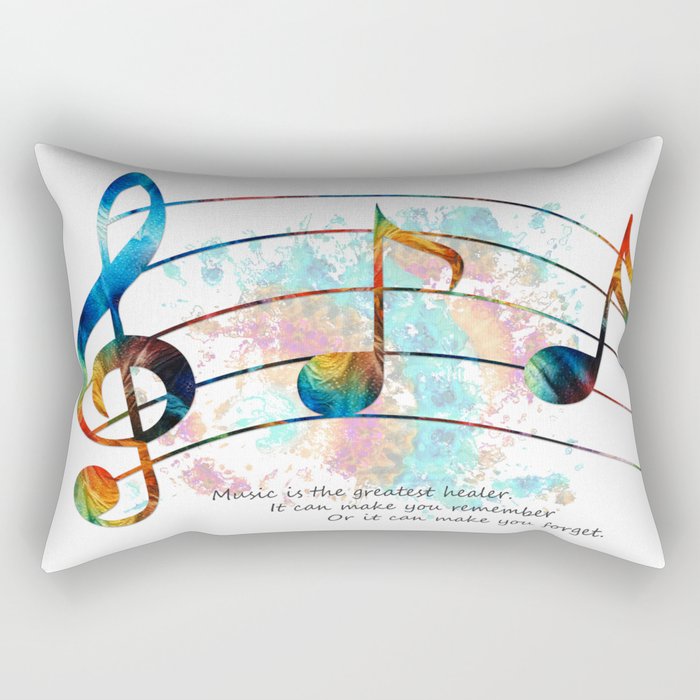 Music Is The Greatest Healer Colorful Art Rectangular Pillow