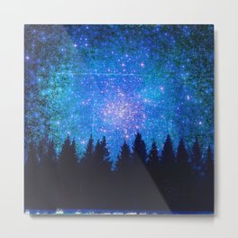 Comet Metal Print | Pinetrees, Digital, Treeline, Starrynight, Space, Sky, Digital Manipulation, Comet, Photo, Stars 