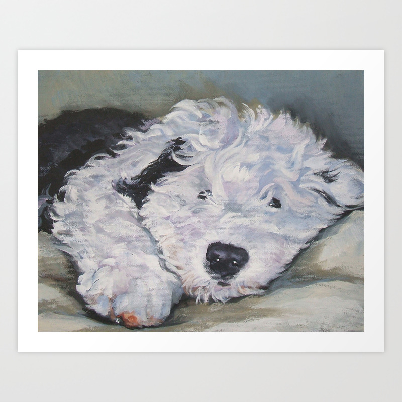 Oes Old English Sheepdog Dog Art Portrait From An Original Painting By L A Shepard Art Print By Thedoglover Society6