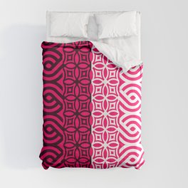 Hot Pink Plait Pattern on Black and White Comforter