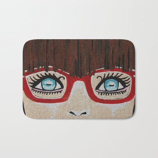 The Girl With The Red Glasses Bath Mat