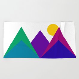 Colorful graphic mountains Beach Towel