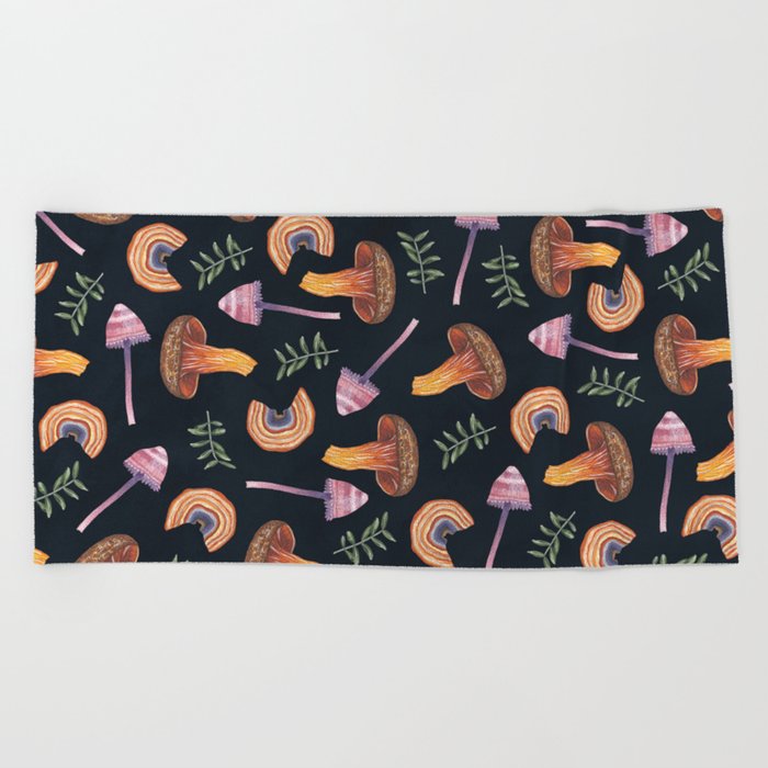 mushroom pattern / wild life Beach Towel