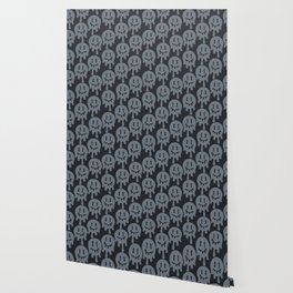 Melted Smiley Faces Trippy Seamless Pattern - Grey Wallpaper