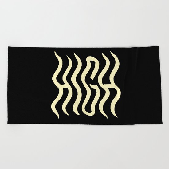 High! - Black Beach Towel