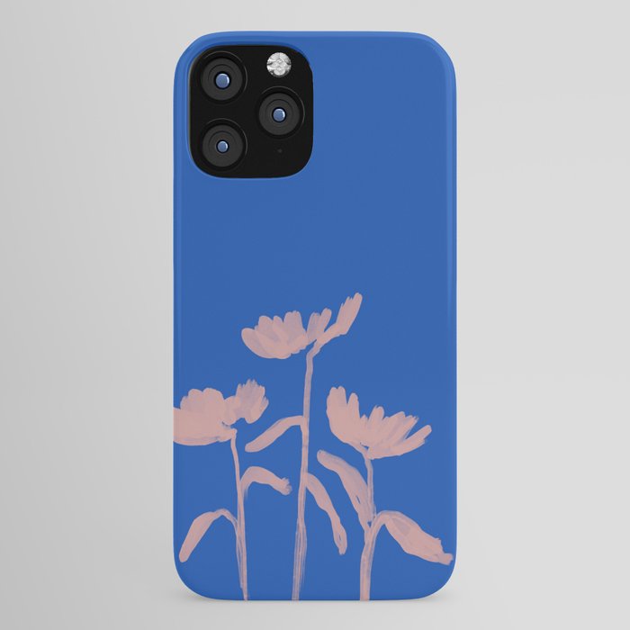 Peach Flowers On Blue iPhone Case
