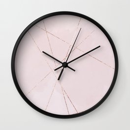 Geometrical blush pink rose gold glitter lines Wall Clock