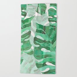 Monstera leaf  Beach Towel by RanitasArt