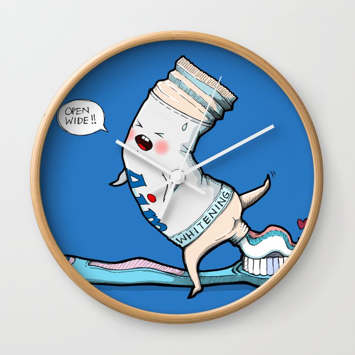 Open Wide! Funny Toothbrush Toothpaste Wall Clock