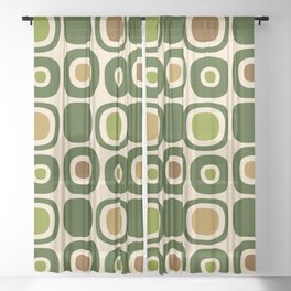 Mid Century Modern Modern Organic Shapes Pattern 321 Green Sheer Curtain