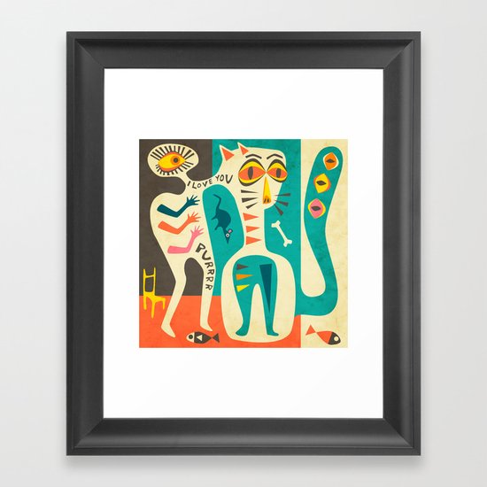 A Man who Loves his Cat Framed Art Print