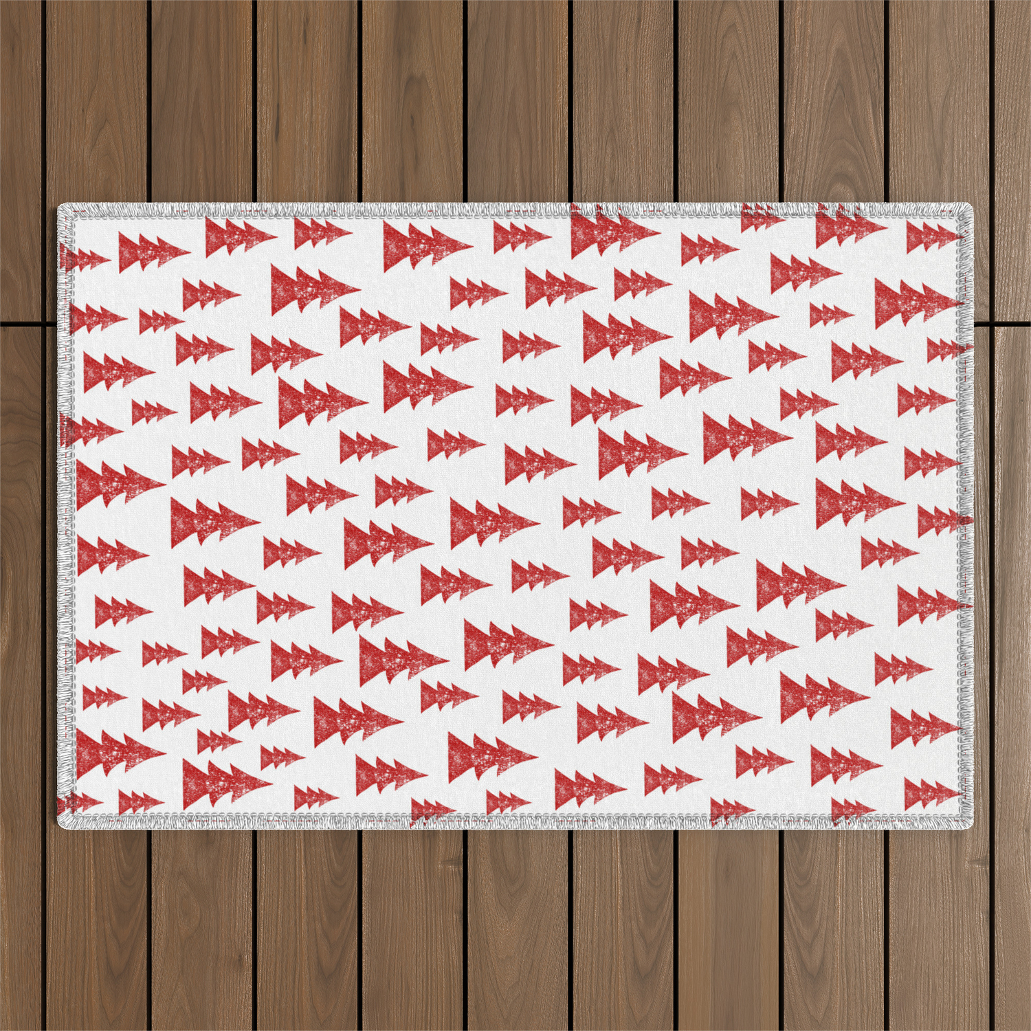 Red Grunge Christmas Tree Pattern Outdoor Rug by Fancy Tree ...