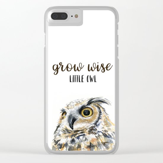 Grow Wise Little Owl Nursery Animals Art Great Horned Owl Clear iPhone Case