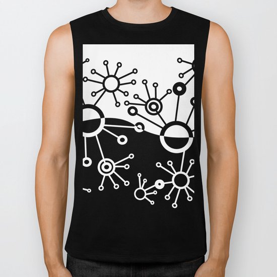 Black and White Blips Biker Tank