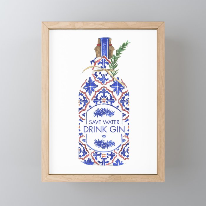 Save Water Drink Gin Framed Mini Art Print