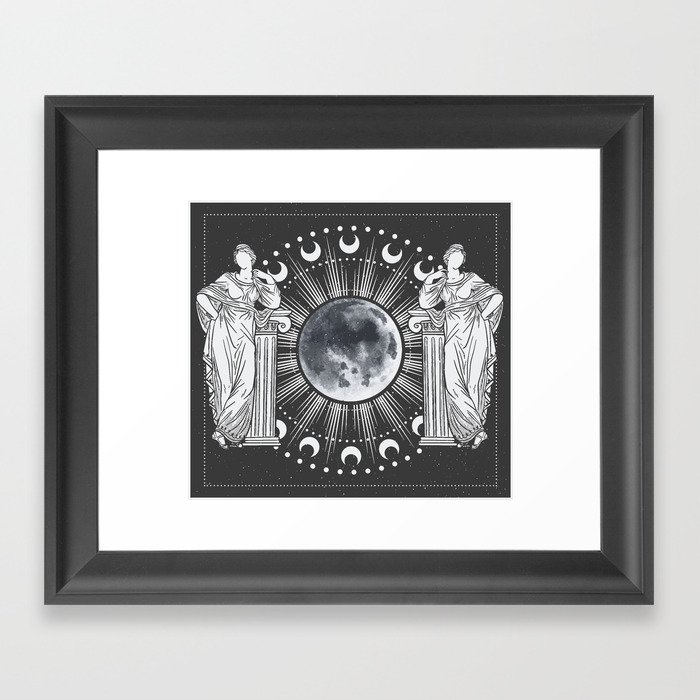 Greek statues cycle of the moon , vector art, tarot cards Framed Art Print