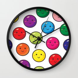 Rainbow Color Smiley Faces Wall Clock