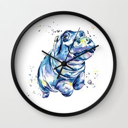 Hippo Colorful Watercolor Hippo Painting - Grace Wall Clock | Safaritheme, Hippopotamus, Colorfulpainting, Hipponursery, Hippopainting, Jungleart, Watercolor, Junglenursery, Hippopotamidae, Safarinursery 