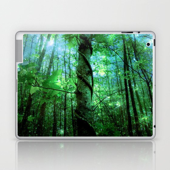 Forest Of The Fairies Green Blue Laptop & iPad Skin