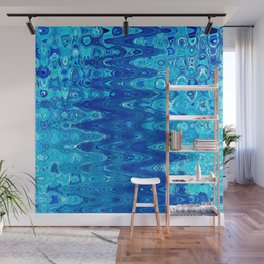 Surrealistic Wavy Pattern In Light Blue Wall Mural