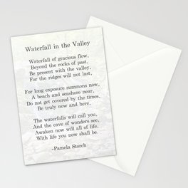 Waterfall in the Valley Poem Stationery Card
