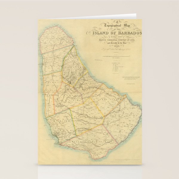 Vintage Map of Barbados (1846) Stationery Cards by BravuraMedia Society6