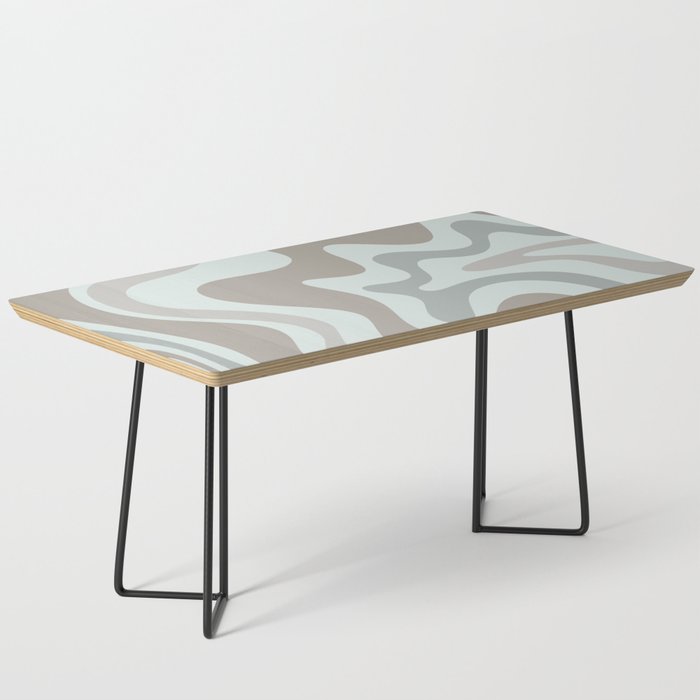 Liquid Swirl Abstract Pattern in Taupe Gray and Light Ice Blue Coffee Table