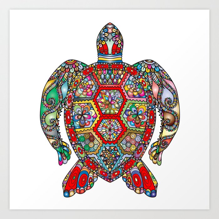 Colorful Sea Turtle Abstract Mandala Art Print By Or Studio Society6